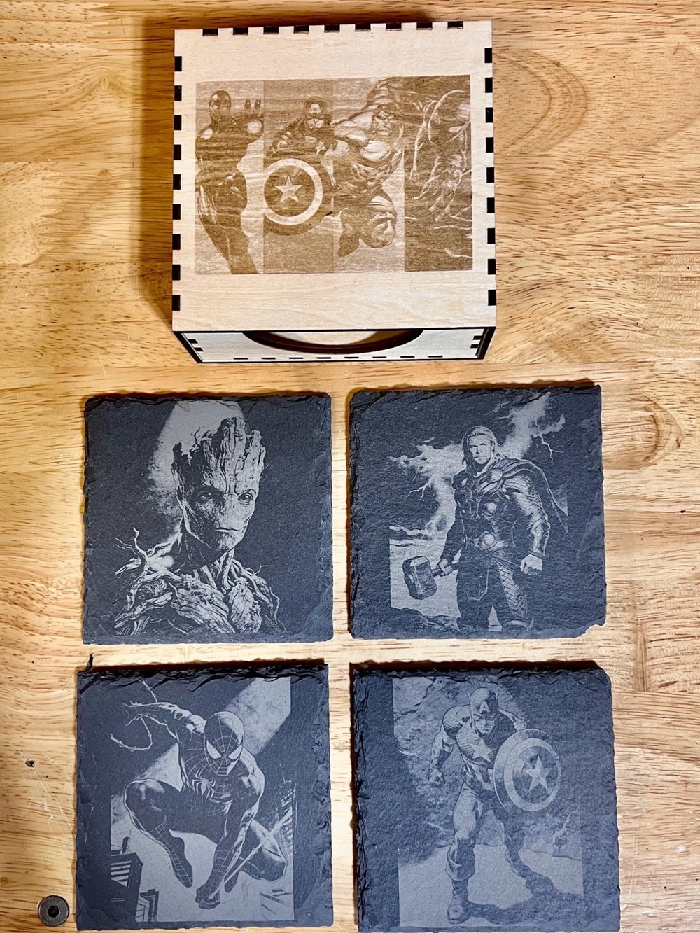 Marvel Slate Superhero Coaster Set - Black (Unknown Brand)